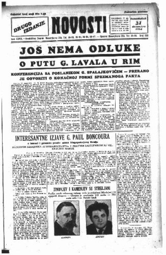 Novosti : 28,358(1934) / odgovorni urednik Vladimir Turkalj.