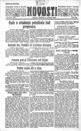 Novosti : 14,80(1920) / glavni i odgovorni urednik Lj.Z.Kara.