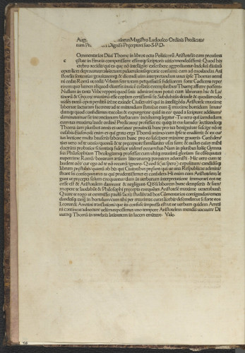    Politica [Latine] (trad. Leonardus Brunus Aretinus. Comm. Thomas Aquinas). Add: Ludovicus Valentia: Conclusiones. / Aristoteles