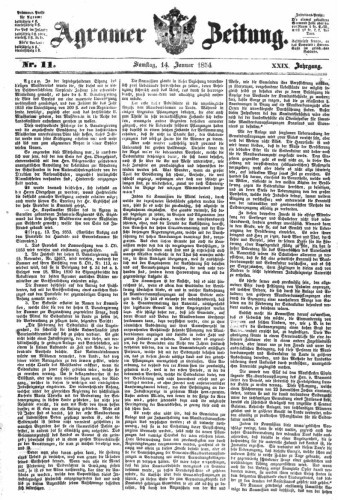 Agramer Zeitung : 29,11(1854) / für die Redaktion verantwortlich Ivan Sonvan. 