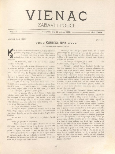 Vienac : zabavi i pouci. : 34,22(1902) / uredjuje Gjuro Arnold.