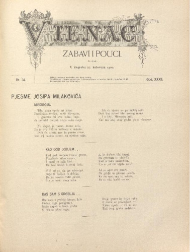 Vienac : zabavi i pouci. : 32,34(1900) / uredjuje Gjuro Arnold.