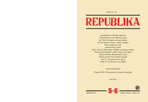 Republika : 79,5/6(2023)  : časopis za književnost, umjetnost i društvo / uredjuju Julijana Matanović i Mario Kolar.