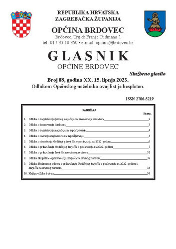 Glasnik Općine Brdovec : 20,8(2023)  / uredništvo Alen Prelec, Maja Coner i Daniel Bukovinski.