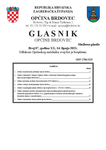Glasnik Općine Brdovec : 20,7(2023)  / uredništvo Alen Prelec, Maja Coner i Daniel Bukovinski.