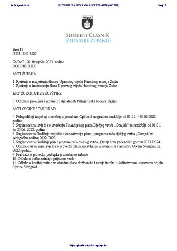 Službeni glasnik Zadarske županije : 30,17(2023)