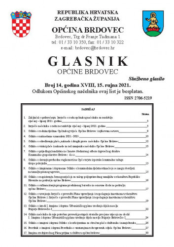 Glasnik Općine Brdovec : 18,14(2021)/ uredništvo Alen Prelec, Maja Coner i Daniel Bukovinski.