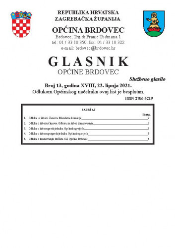 Glasnik Općine Brdovec : 18,13(2021)/ uredništvo Alen Prelec, Maja Coner i Daniel Bukovinski.