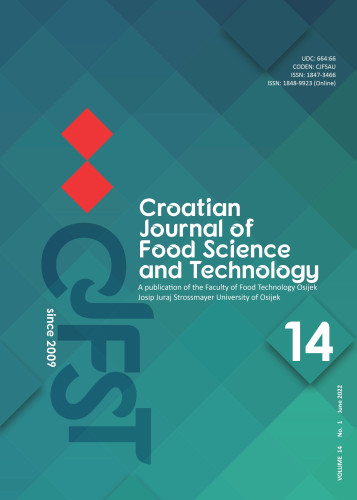 Croatian journal of food science and technology : a publication of the Faculty of Food Technology Osijek : 14,1(2022) / editor-in-chief Jurislav Babić.