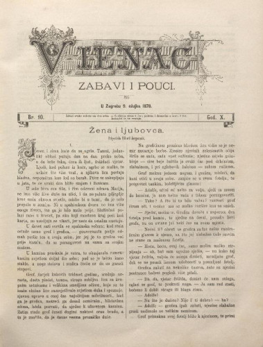 Vienac : zabavi i pouci. : 10,10(1878) / urednik August Šenoa.