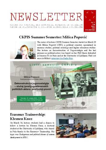 Newsletter : 77(2023)  / Centre for Cultural and Historical Research of Socialism = Centar za kultorološka i povijesna istraživanja socijalizma ; editors Igor Duda, Anita Buhin.
