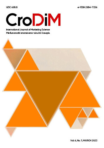 CroDiM  : international journal of marketing science = međunarodni-znanstveno stručni časopis : 6,1(2023) / glavni urednik, editor in chief Damir Dobrinić
