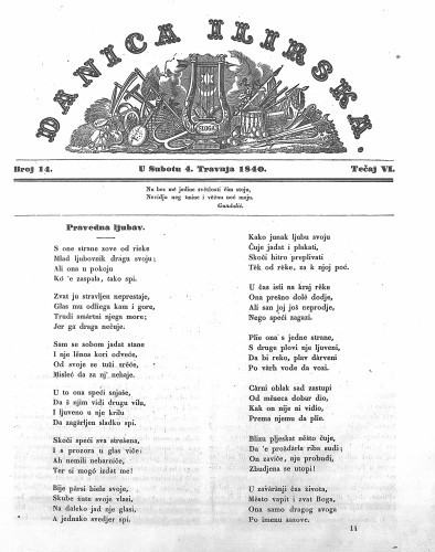 Danica ilirska : 6,14(1840) / učrednik Ljudevit Gaj.