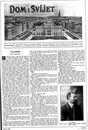 Dom i sviet  : ilustrovani list za zabavu, pouku i viesti dnevnih dogadjaja, javnom i društvenom životu, umjetnosti i znanosti, trgovini, obrtu, glazbi i kazalištu : 32,15(1919) / urednik Rudolf Kugli.
