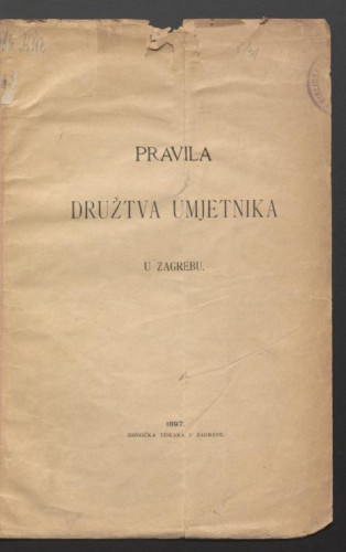 Pravila Družtva umjetnika u Zagrebu. 
