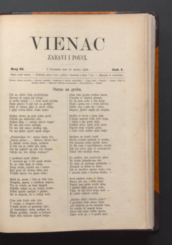 Vienac : zabavi i pouci. : 1,35(1869) / urednik Gjuro Deželić.