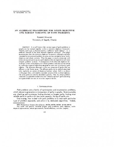 An algebraic framework for multi-objective and robust variants of path problems   / Robert Manger.