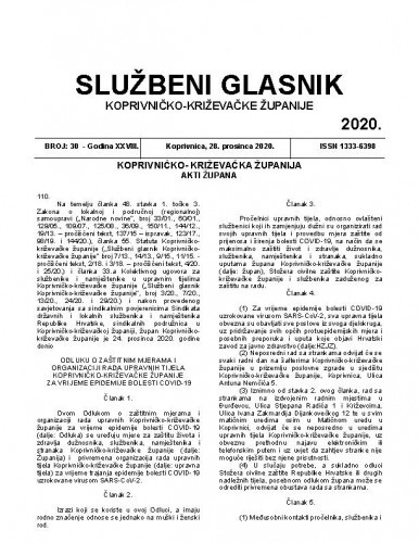 Službeni glasnik Koprivničko-križevačke županije : 28,30(2020) / glavni i odgovorni urednik Marina Horvat.