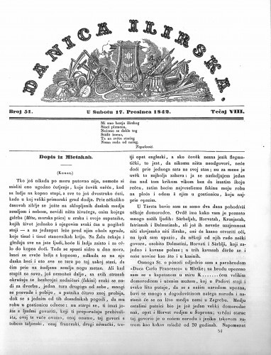 Danica ilirska : 8,51(1842) / učrednik Ljudevit Gaj.