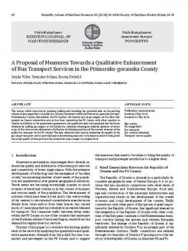 A proposal of measures towards a qualitative enhancement of bus transport services in the Primorsko-goranska County / Siniša Vilke, Tomislav Krljan, Borna Debelić.