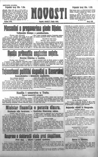 Novosti : 18,150(1923) / odgovorni urednik Lj. Z. Kara.