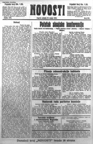 Novosti : 18,203(1923) / odgovorni urednik Lj. Z. Kara.