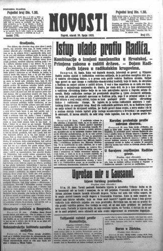 Novosti : 18,171(1923) / odgovorni urednik Lj. Z. Kara.