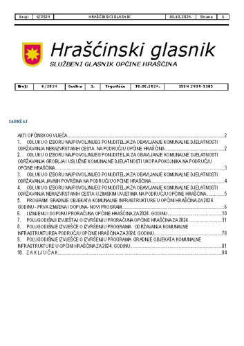 Hrašćinski glasnik : službeni glasnik Općine Hrašćina : 3,6(2024) / odgovorni urednik Ivana Čavec.
