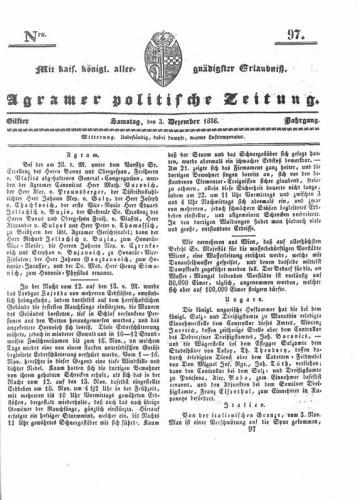Agramer politische Zeitung : 11,97(1836) / Verlager und Redacteur Franz Stauduar und Ferd. Rosenau.