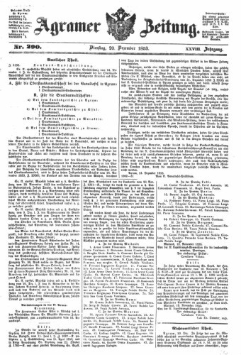 Agramer Zeitung : 28,290(1853) / Redakteur und Verleger F. S. Stauduar.