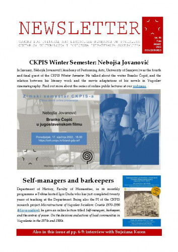 Newsletter : 63(2022)   / Centre for Cultural and Historical Research of Socialism = Centar za kultorološka i povijesna istraživanja socijalizma ; editors Igor Duda, Anita Buhin.