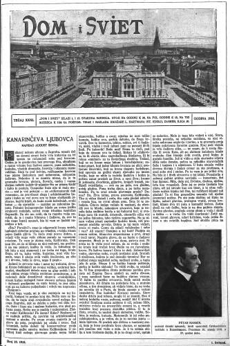 Dom i sviet  : ilustrovani list za zabavu, pouku i viesti dnevnih dogadjaja, javnom i društvenom životu, umjetnosti i znanosti, trgovini, obrtu, glazbi i kazalištu : 31,19(1918) / urednik Rudolf Kugli.