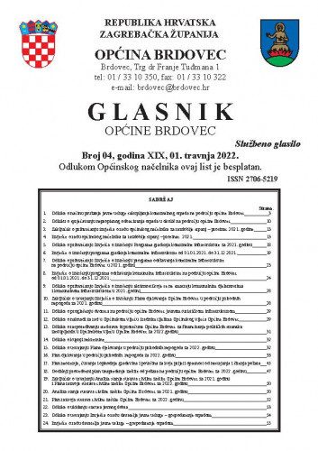 Glasnik Općine Brdovec : 19,4(2022)/ uredništvo Alen Prelec, Maja Coner i Daniel Bukovinski.