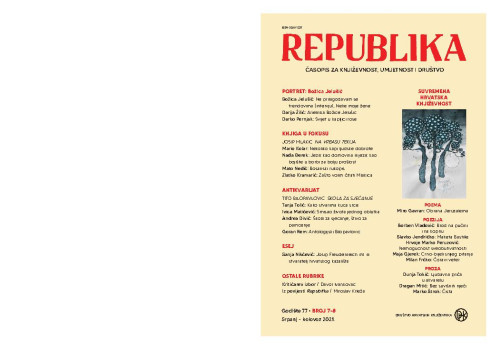 Republika : 77,7/8(2021)  : časopis za književnost, umjetnost i društvo / uređuju Julijana Matanović i Mario Kolar.