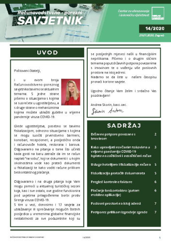 Računovodstveno-porezni savjetnik : 14(2020)  / glavni urednik Ivana Lukić.