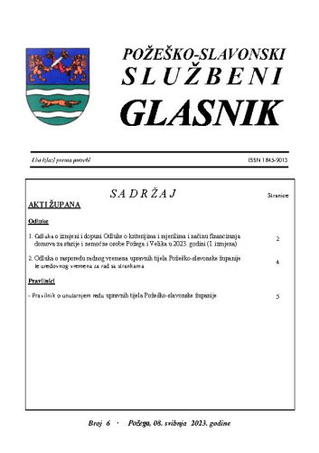 Požeško-slavonski službeni glasnik : 6(2023)  / glavna urednica Mateja Tomašević.