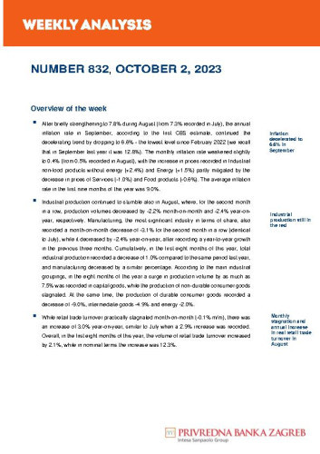 PBZ weekly analysis : 832(2023)  / Privredna banka Zagreb.