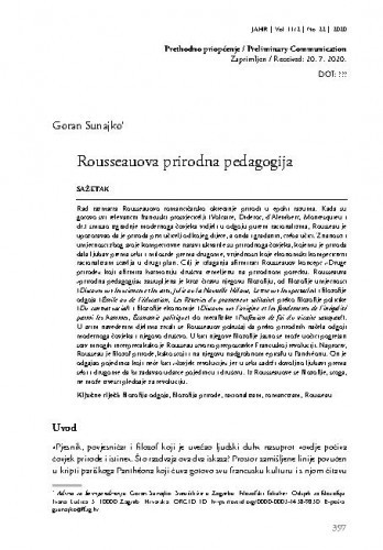 Rousseauova prirodna pedagogija / Goran Sunajko.