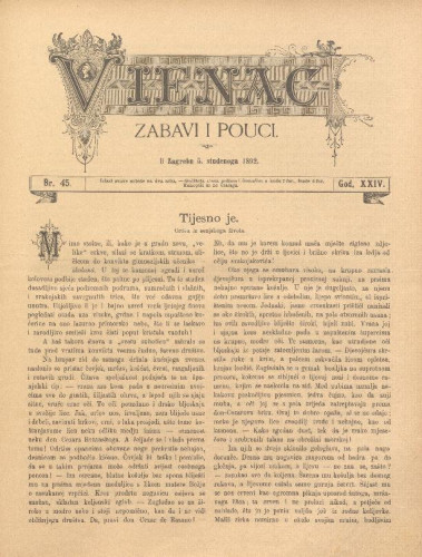 Vienac : zabavi i pouci. : 24,45(1892) / uredjuju V. Klaić i M. Maravić.
