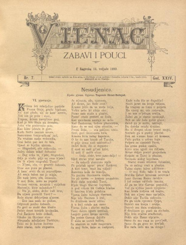 Vienac : zabavi i pouci. : 24,7(1892) / uredjuju V. Klaić i M. Maravić.