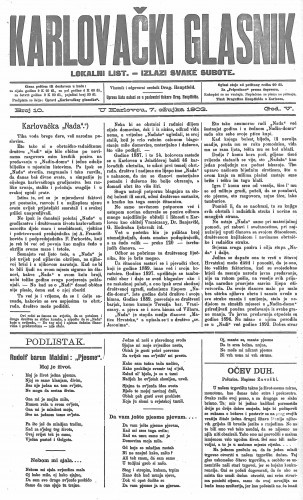 Karlovački glasnik : lokalni list : 5,10(1903) / odgovorni urednik Drag. Hauptfeld.