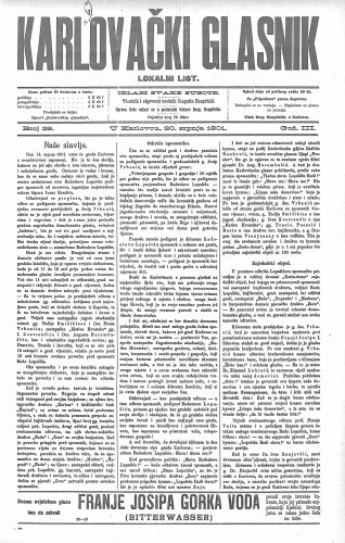 Karlovački glasnik : lokalni list : 3,29(1901) / odgovorni urednik Dragutin Hauptfeld.