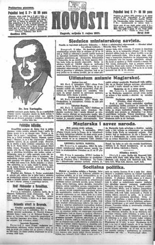 Novosti : 16,240(1921) / odgovorni urednik Lj. Z. Kara.