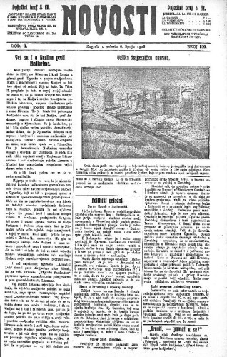 Novosti : 2,160(1908) / odgovorni urednik Mirko Dečak.