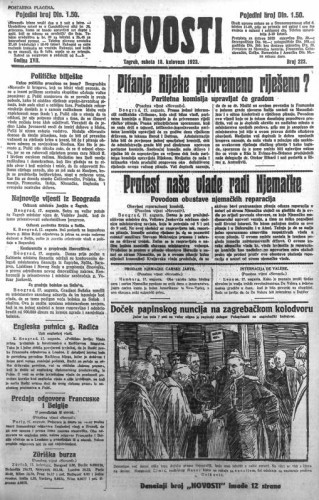 Novosti : 18,223(1923) / odgovorni urednik Lj. Z. Kara.