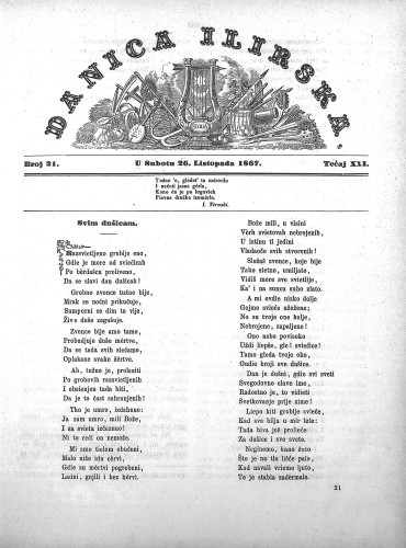 Danica ilirska : 21,21(1867)  / urednik Ljudevit Gaj.