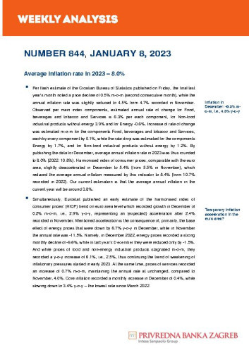 PBZ weekly analysis : 844(2024)  / Privredna banka Zagreb.