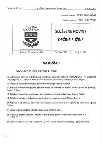 Službene novine : 3(2022) / glavni urednik Kristina Piršić.