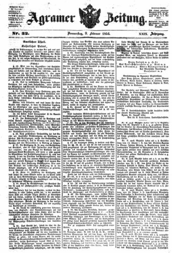 Agramer Zeitung : 29,32(1854) / für die Redaktion verantwortlich Ivan Sonvan. 