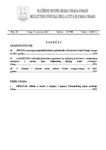 Službene novine grada Umaga = Gazzetta ufficiale della città di Umago : 28,20(2021).